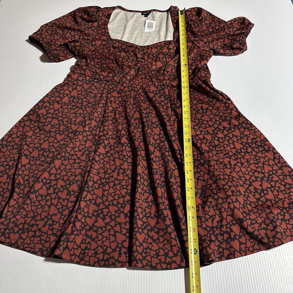 Torrid Puff Sleeve Heart Print Sweetheart Neck Dress Size 2X Pockets NWT - Picture 10 of 12